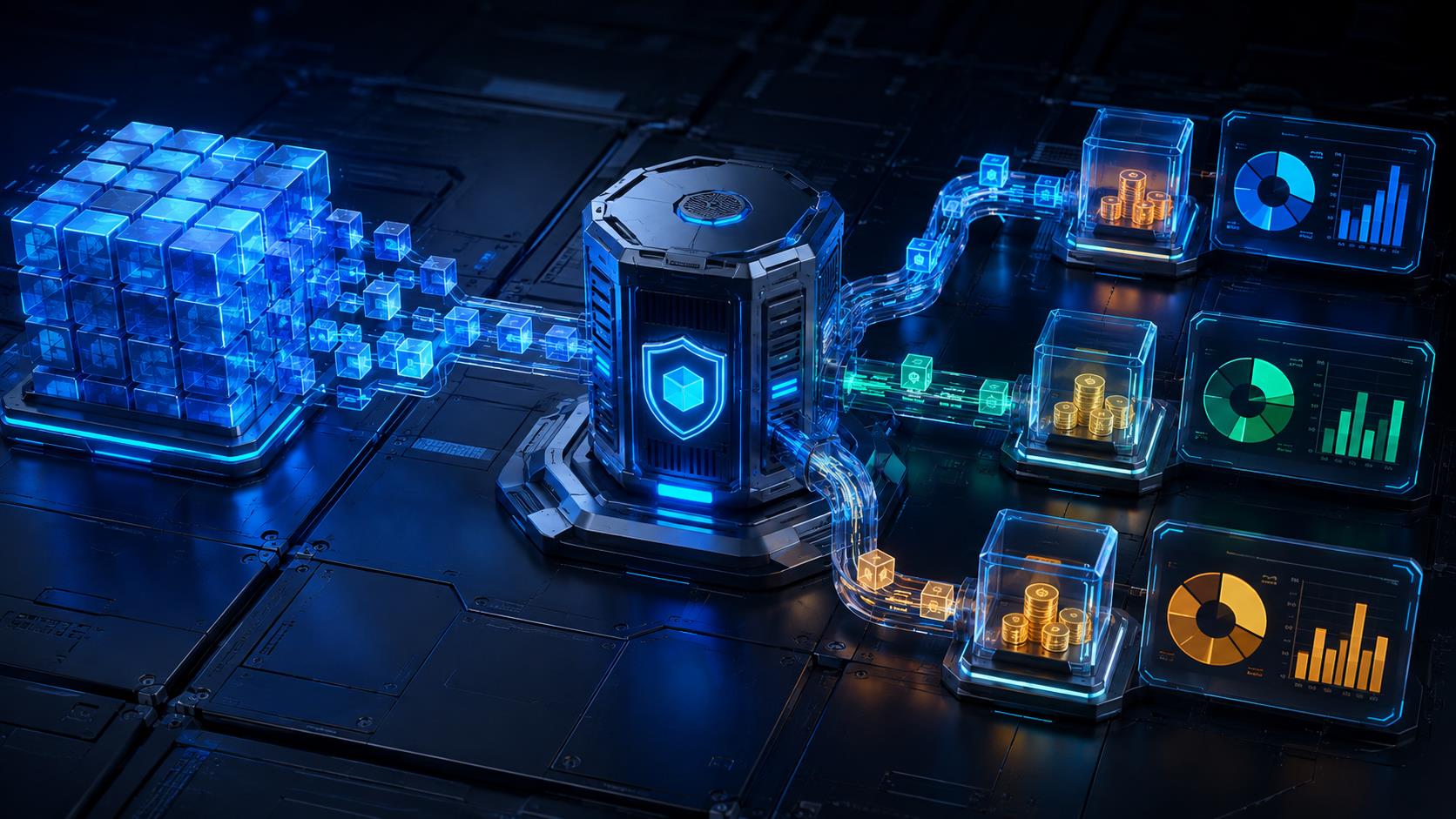 API中转用量归因 3D 科技渲染