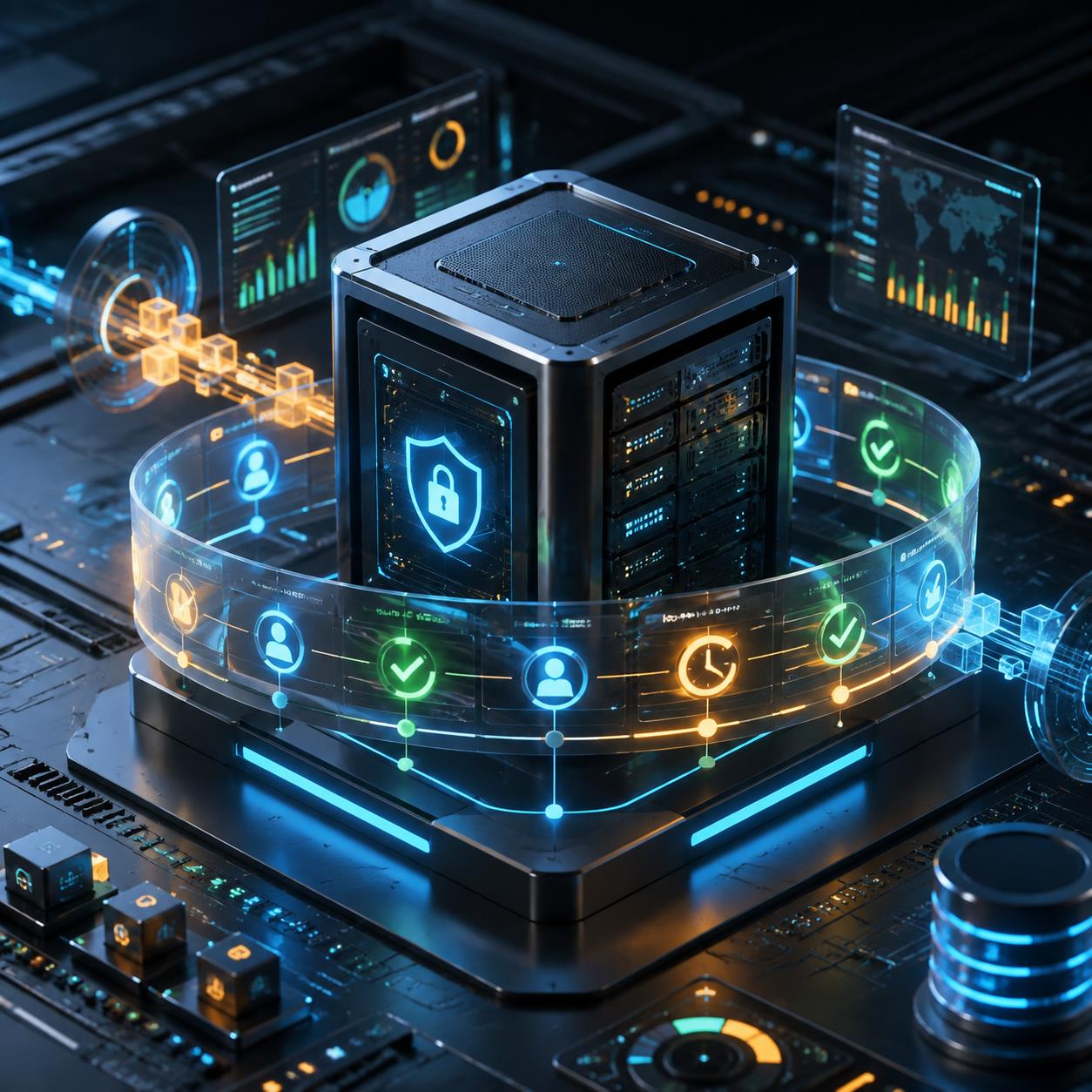 API中转站审计日志 3D 科技渲染图